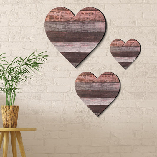 Jetec 3 Pcs Rustic Wooden Heart Decor Farmhouse Wood Home Wall Sign Hanging Plaque Decor for Kitchen Bedroom Bathroom Living Room,Ideal Housewarming Gifts(Classic)