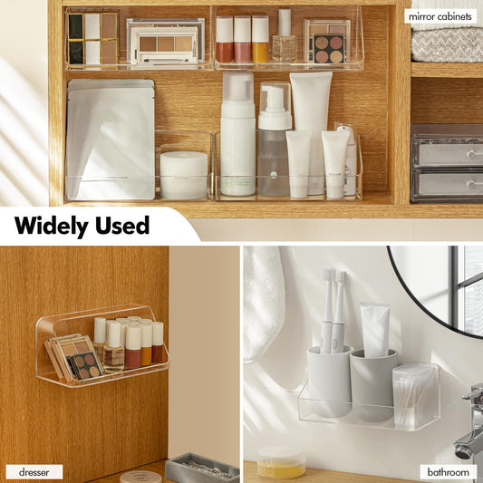 Poeland Medicine Cabinet Shelves Organizer, Wall Mounted Storage Organizer, Clear Storage Box for RV Bathroom, Bedroom, Personal Organizers (Transparent)