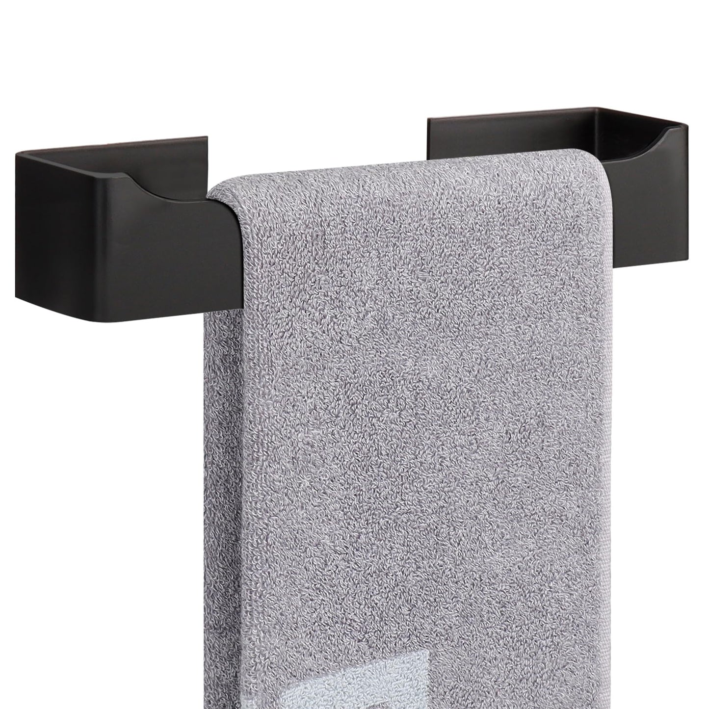 NearMoon Self Adhesive Hand Towel Holder/Towel Ring, Stainless Steel Hand Towel Bar Rustproof Stick on Wall-Towel Rack for Bathroom/Kitchen, Square Sticky and Wall Mounted (9 Inch, Matte Black)