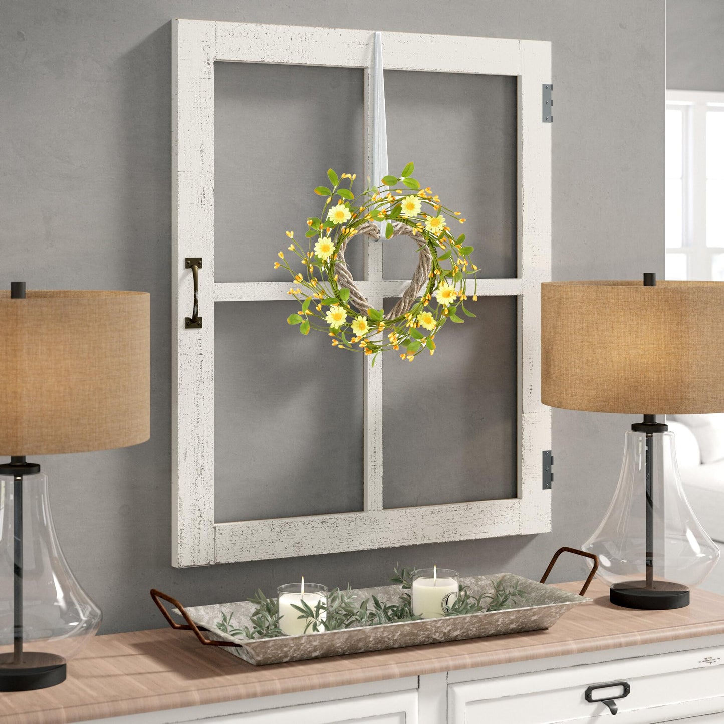 LSKYTOP Artificial Yellow Wreath with Berries and Daisy Flower Wildflower Spring Summer Wreath for Door Wall Wedding Decor,11inch