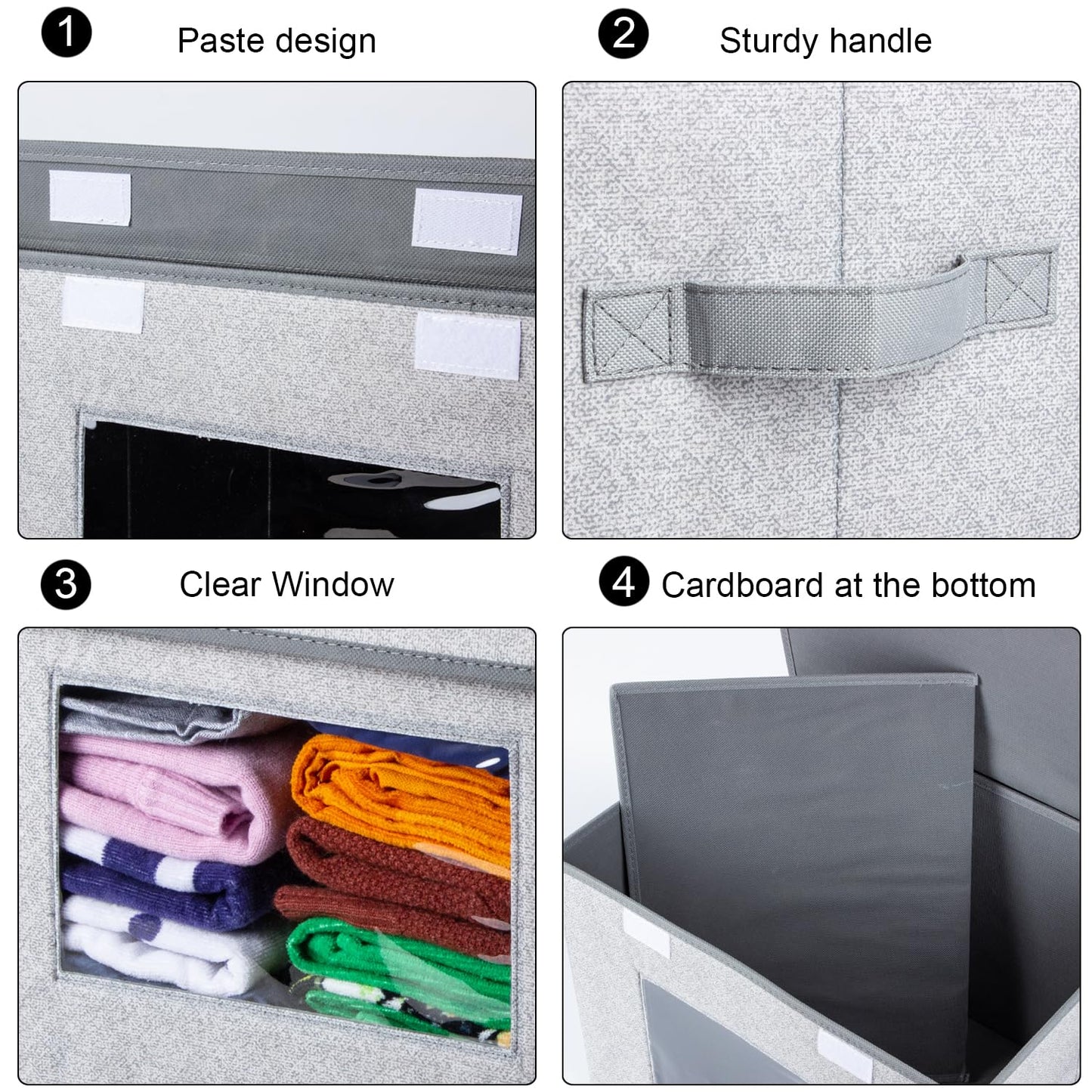 Univivi Larger Fabric Collapsible Storage Bins, Foldable Storage Boxes with Lids, Storage Cube Organizer Basket for Home, Closet, Bedroom(Gray, 17“ x 12” x 12")