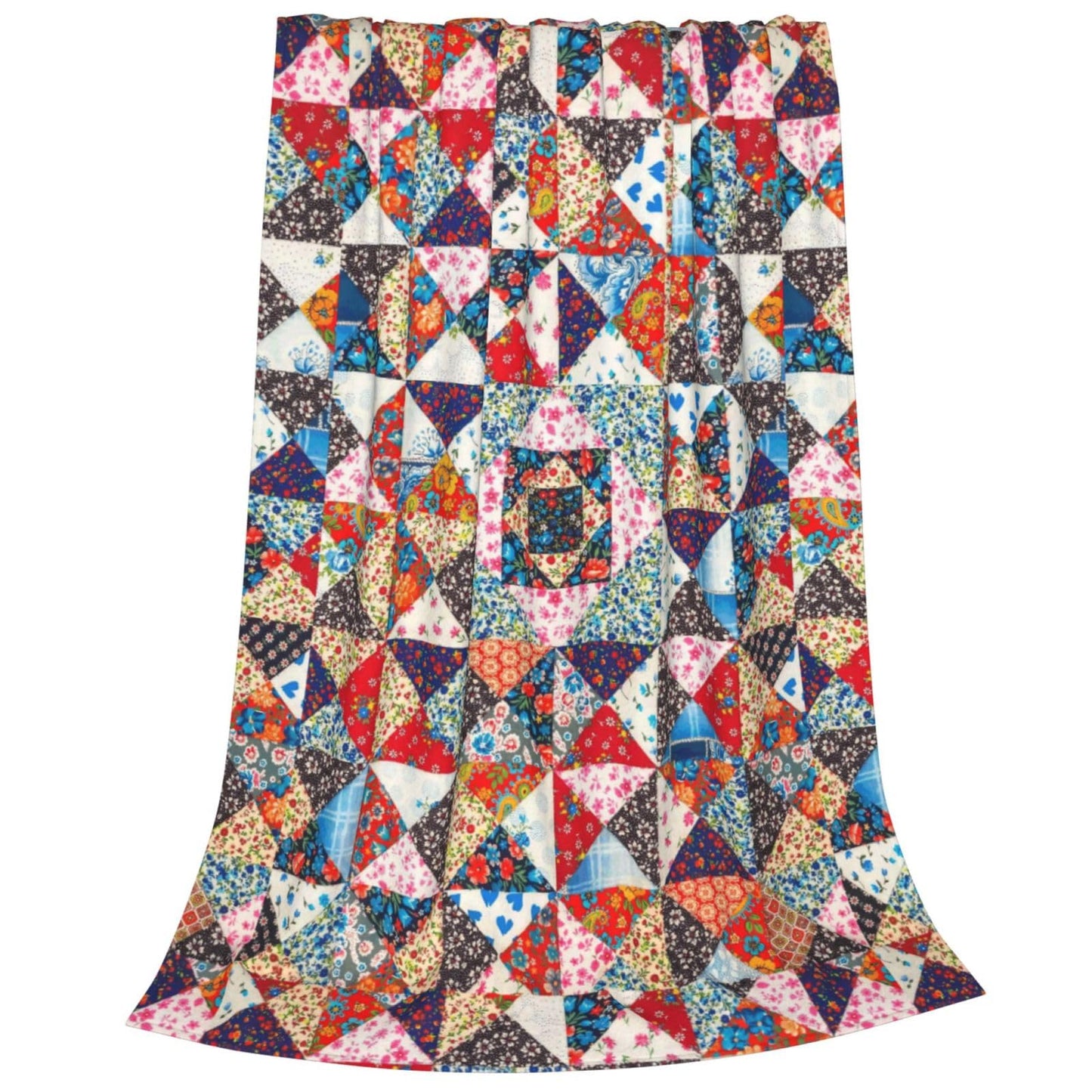 Printed Abstract Floral Boho Patchwork Throw Blanket Ultra Soft Cozy Flannel Fleece Blanket Fuzzy Warm Lightweight Bedding for Couch Sofa Chair Bed Living Room Bedroom Decor,50"X40"