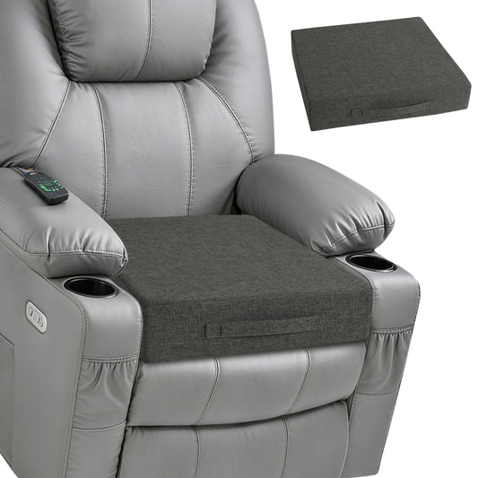 MineCozy Recliner Cushions for Elderly Square Chair Pads with Non-Slip Bottom for Couch Armchairs Booster Comfy 20"x20"x3.8" Recliner Cushion for Long Sitting with Washable Cover 1 Pack Dark Grey