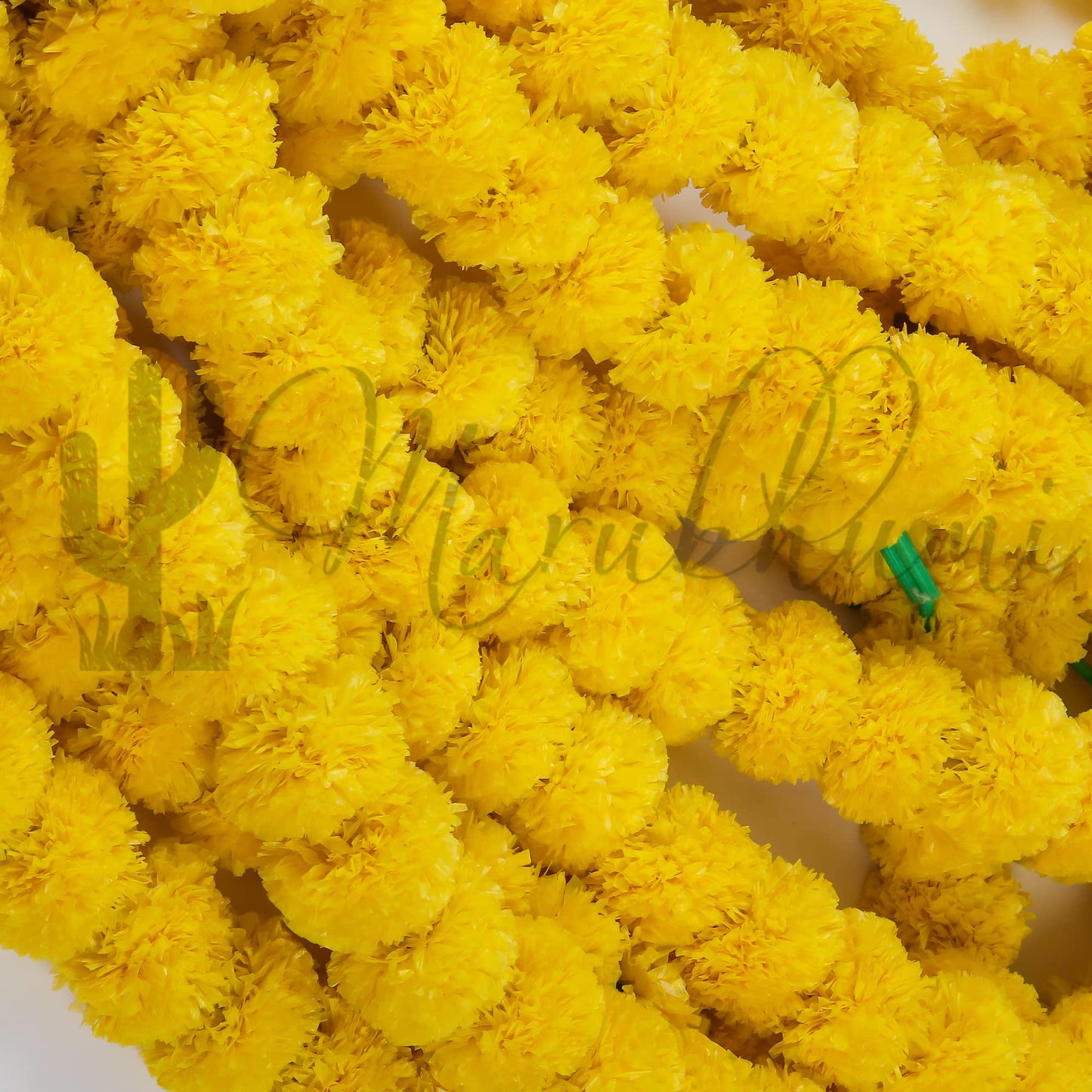 Marubhumi 5 PC - 5 feet Artificial Marigold Flower Garland – Long Strands for Diwali, Wedding & Festive Decoration – Traditional Indian Home Decor