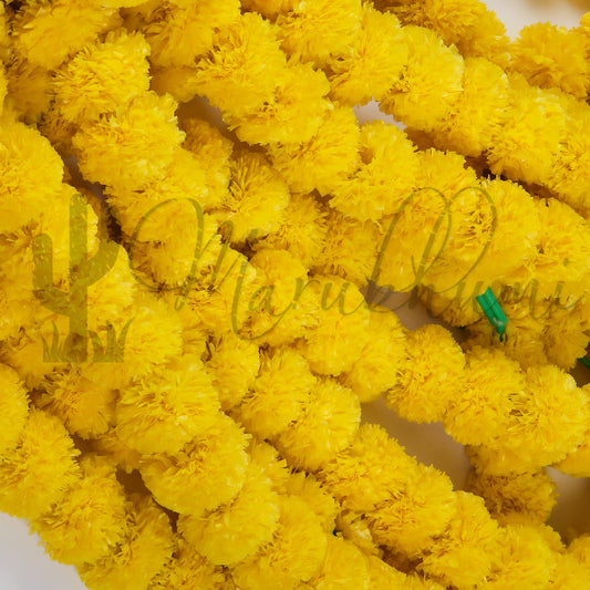 Marubhumi 5 PC - 5 feet Artificial Marigold Flower Garland – Long Strands for Diwali, Wedding & Festive Decoration – Traditional Indian Home Decor
