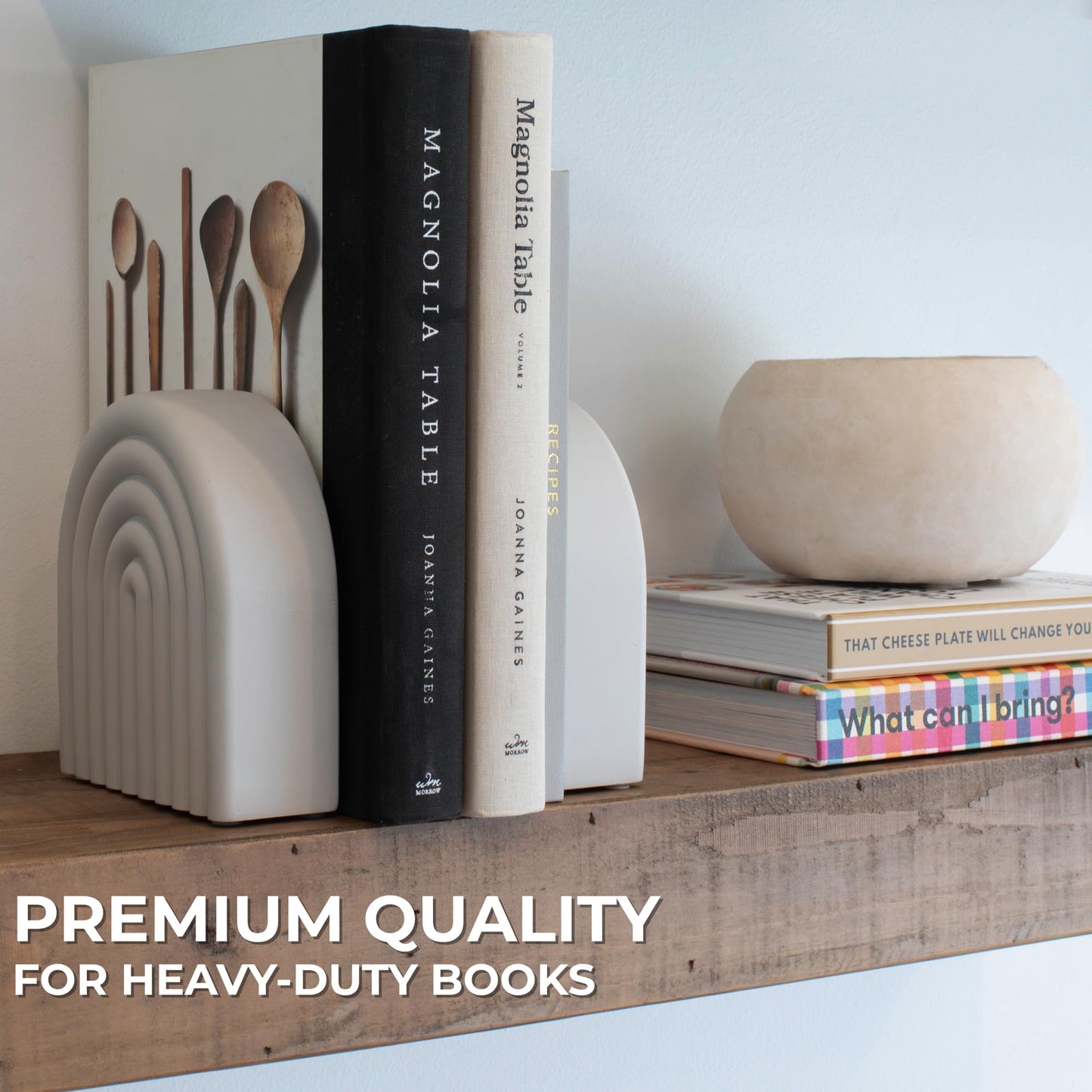 Decorative Concrete Bookends for Heavy Books – Stylish Set of 2, Ideal for Any Bookshelf – Aesthetic Book Holder/Stopper with Anti-Slip Pads for Chic Home, Office, or Library Decor