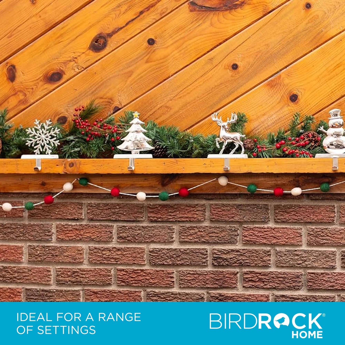 BIRDROCK HOME 3-Pack Felt Garland | 6.5ft or 78in Long Christmas Decoration with 24 Pom Pom Balls in Red, White & Green. Ideal for Trees, Fireplace Mantels, Stairs, Walls & Festive Holiday Decor Ideas