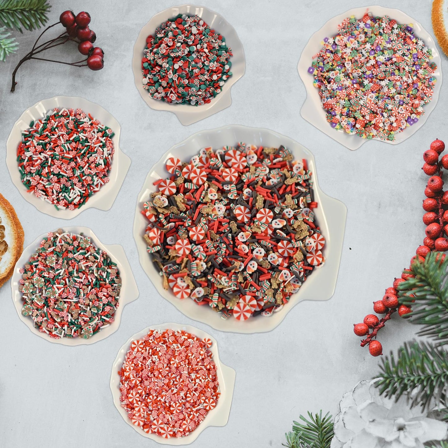 LIKETURE Fake Sprinkles 180g Fake Christmas Sprinkles Non-edible Craft Sprinkles Faux Sprinkles for Crafts Plastic Sprinkle Decoration Slime Sprinkles Slime Add Ins Shaker Card Filler (12 Bottles)