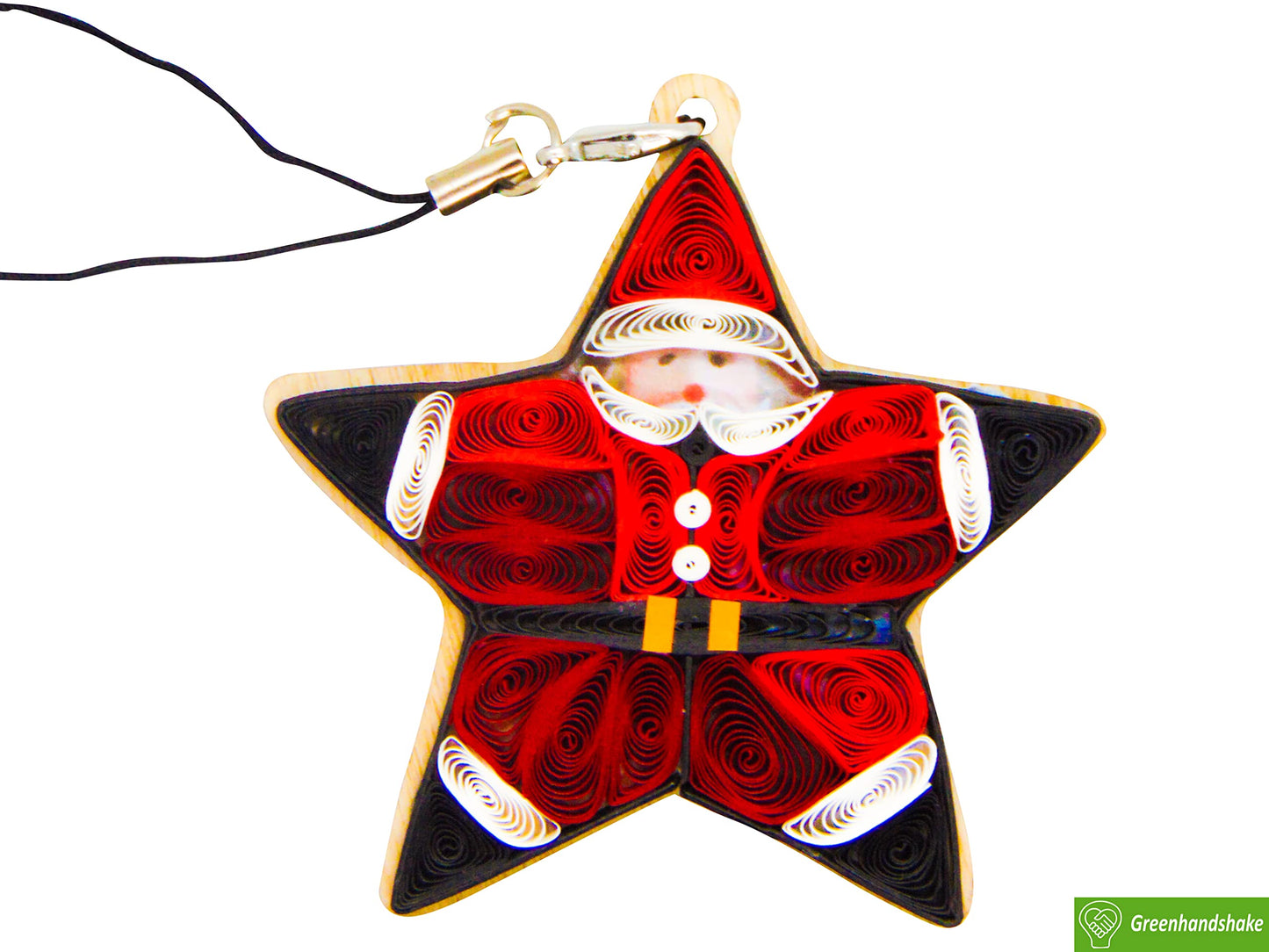 Star Shaped Santa, Home Decorations Holiday Decor, Handmade Ornament, quilled Ornament, Handbag Backpack Bag Purse Mobile Phone Car Hanging Decorations by GREENHANDSHAKE
