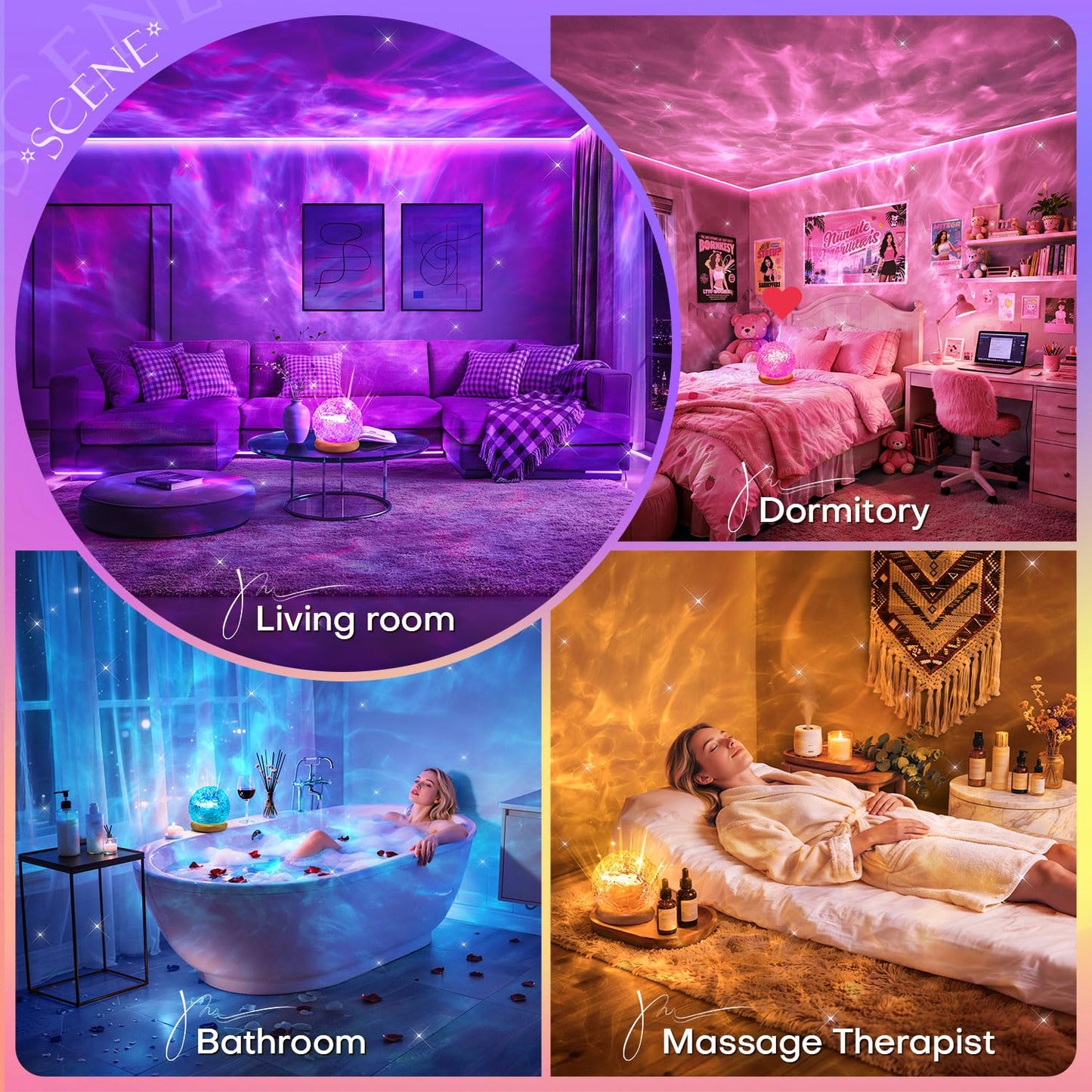 Ambient Lighting, 216 Modes Mood Lighting, 3-in-1 Sunset Lamp & Ocean Lamp & Northern Lights Projector with Remote, Mothers Day Gift Ideas, Room Lights for Bedroom,13 Year Old Teen Girl Gifts