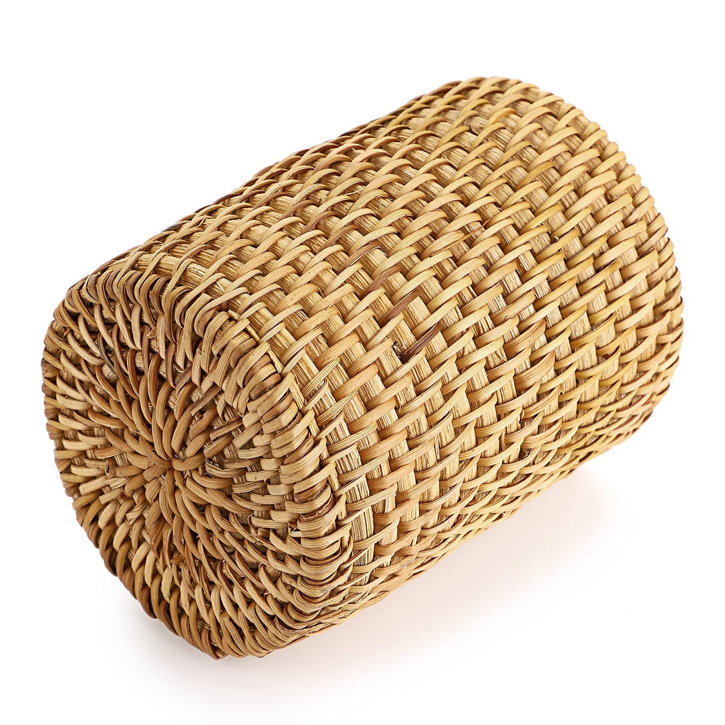 BTSKY Rattan Pen Cup, Handmade Desk Pencil Holders Makeup Brush Holder Multi-Functional Woven Basket Office&Home Desktop Organizer(Cylinder)