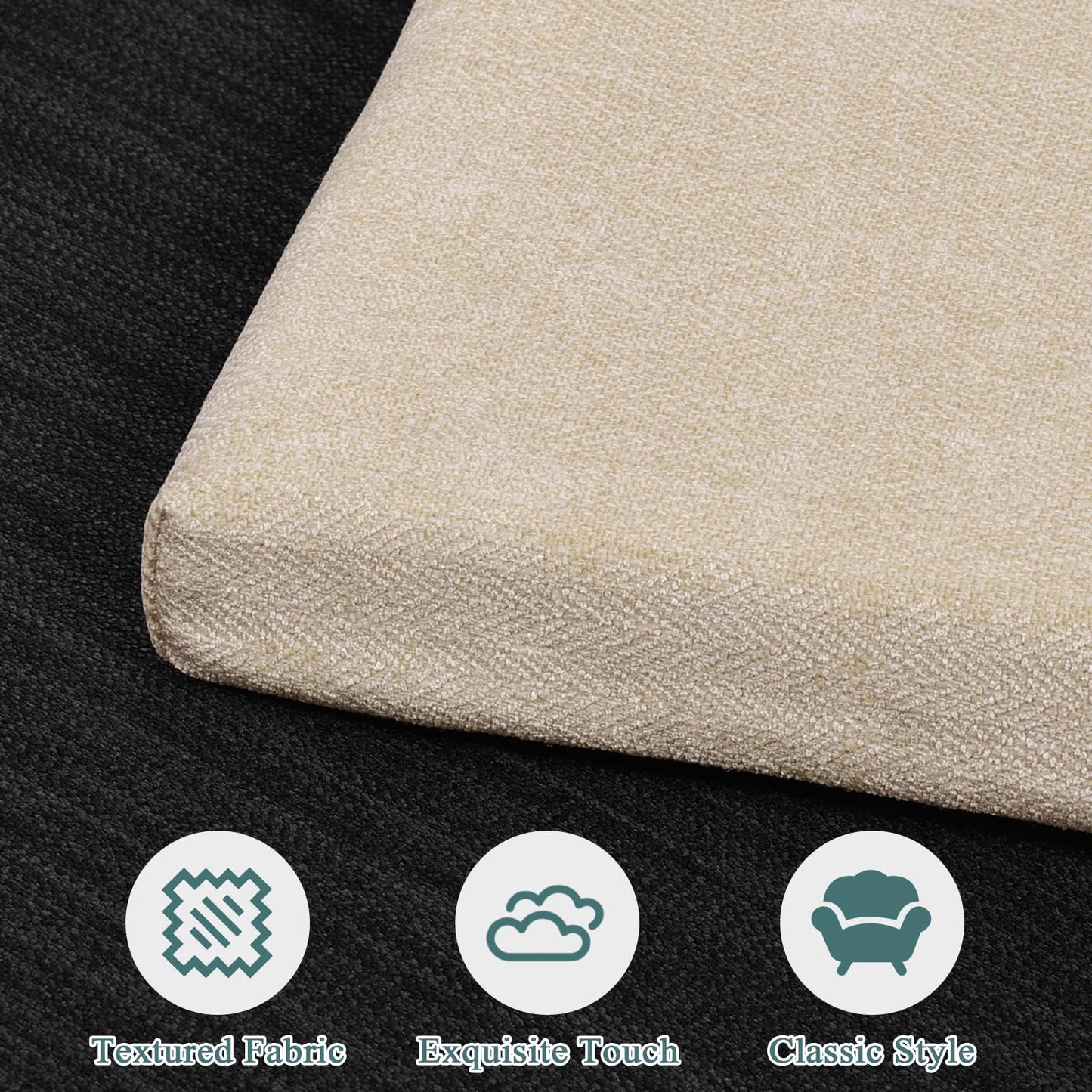 baibu Memory Foam Rectangle Bench Stool Cushion, Dual-Layer Design Non-Slip Saddle Stool Pads Bar Stool Cushion with Machine Washable Cover - Only 1 Pad (Beige, 18x9.5x1.5in)