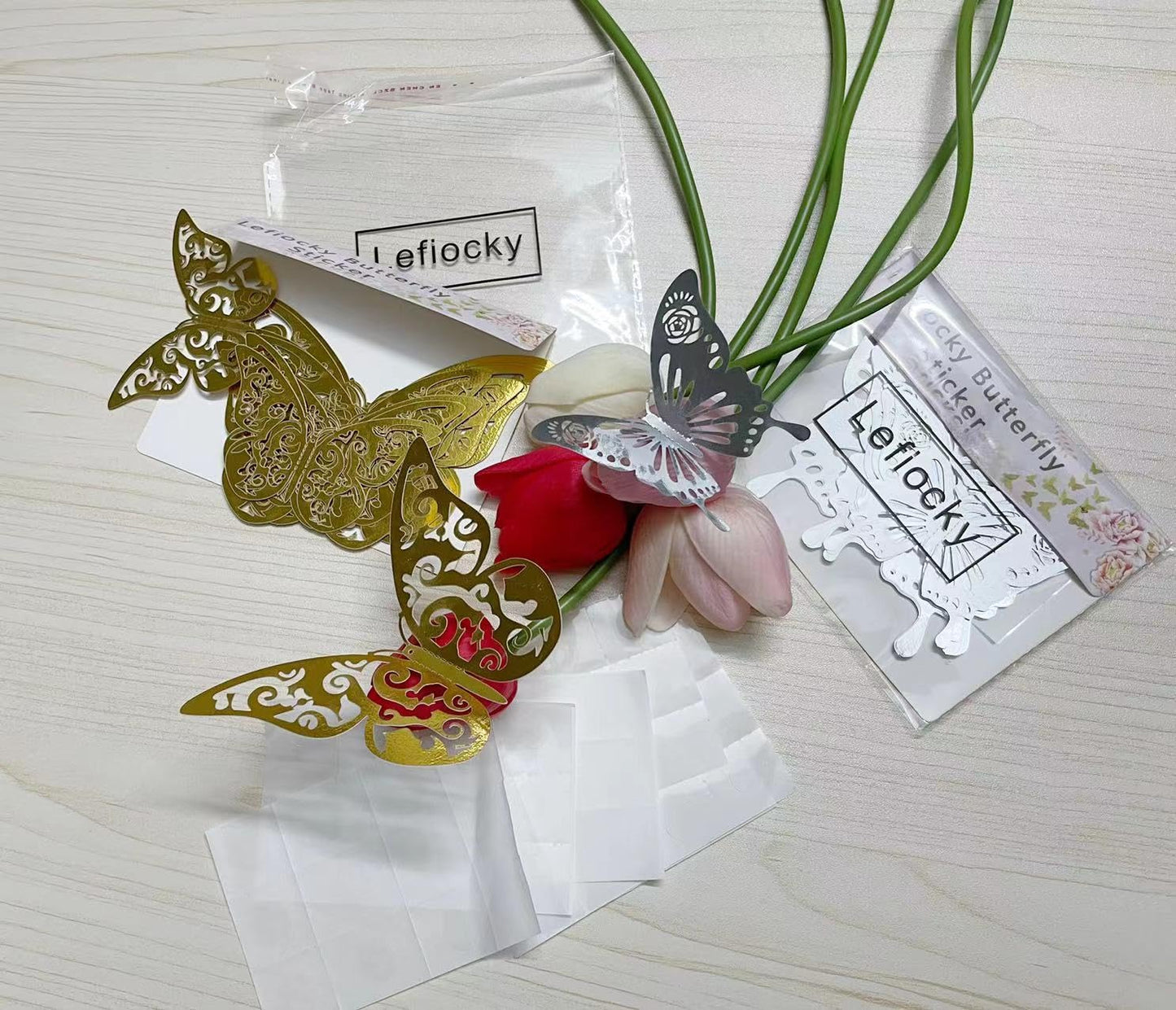 Lefiocky 180 Pcs 3D Butterfly Wall Decor 3 Style Gold Silver Rose Gold Butterflies Sticker Decorations 3 Sizes Removable Wall Decals for Cake Decorating Wedding Birthday Party DIY Cosplay