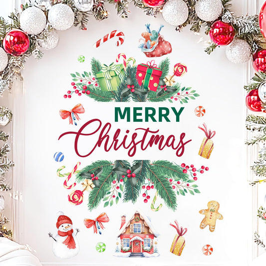 Merry Christmas Wall Decals Stickers Holiday Party Backdrop Decorations Festive Arch Backdrop Home Decor Christmas Photography Background Stickers for Living Room Nursery Home