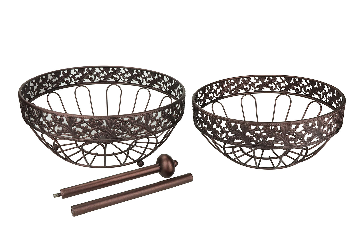 ROSYLINE 2 tier fruit basket, fruit bowl, multi-purpose kitchen and living room storage fruit and vegetable basket (Bronze gold)