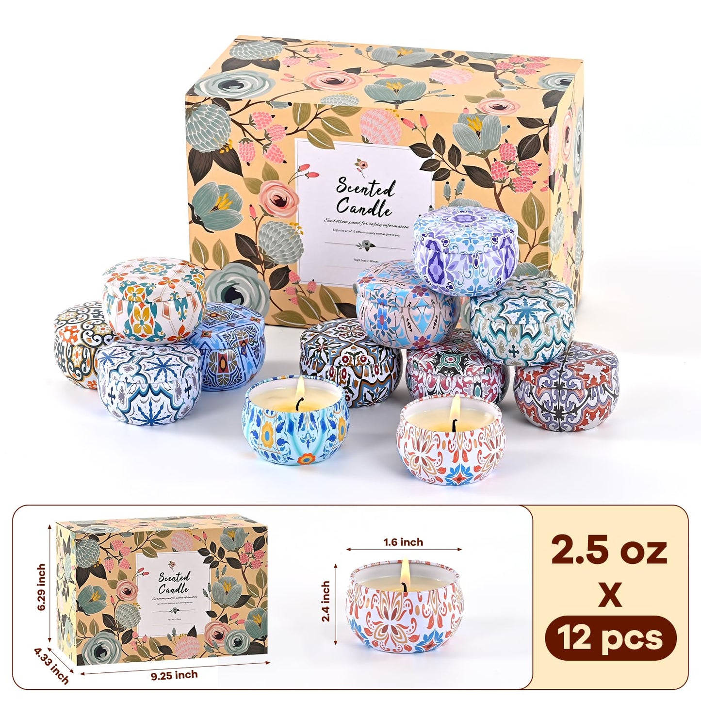 Obisesio Scented Candles Gift Set, Candles for Home Scented 12 Pack, 300 Hours Long Lasting Soy Wax Aromatherapy Candle Set, Friends Moving Away, Birthday, Retirement Gifts for Women with Gift Box