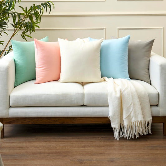 Encasa XO Throw Pillow Covers 18x18 in Set of 2 Natural | No Inserts | Cotton Pillow Covers for Living Room, Bed, Sofa, Couch | Decorative Cushion Covers with Improved Zipper