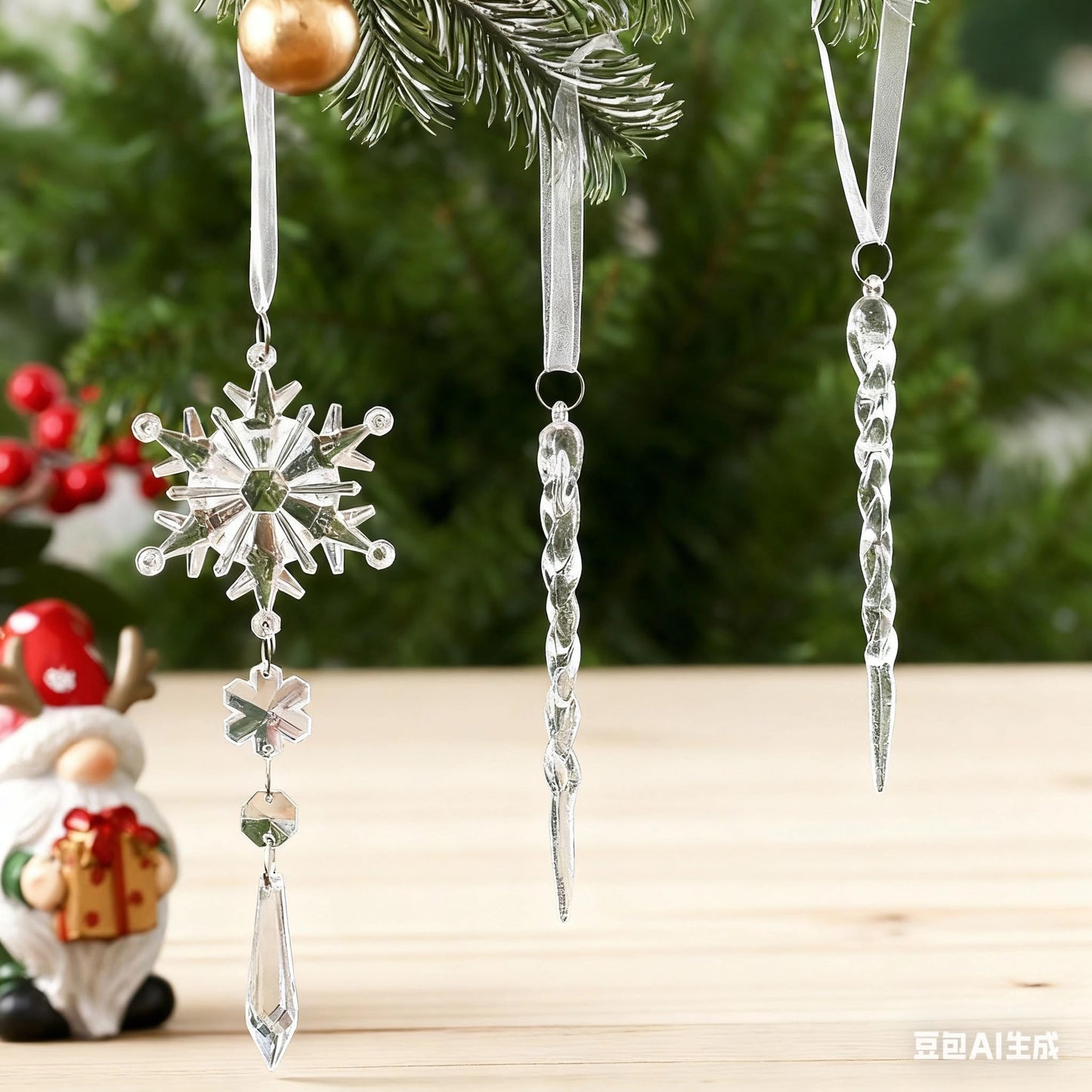 Christmas Ornaments for Tree Decorations - Hanging Acrylic Snowflake & Icicle Christmas Pendants for Winter Xmas Tree,New Year Party Supplies,DIY Holiday Décor