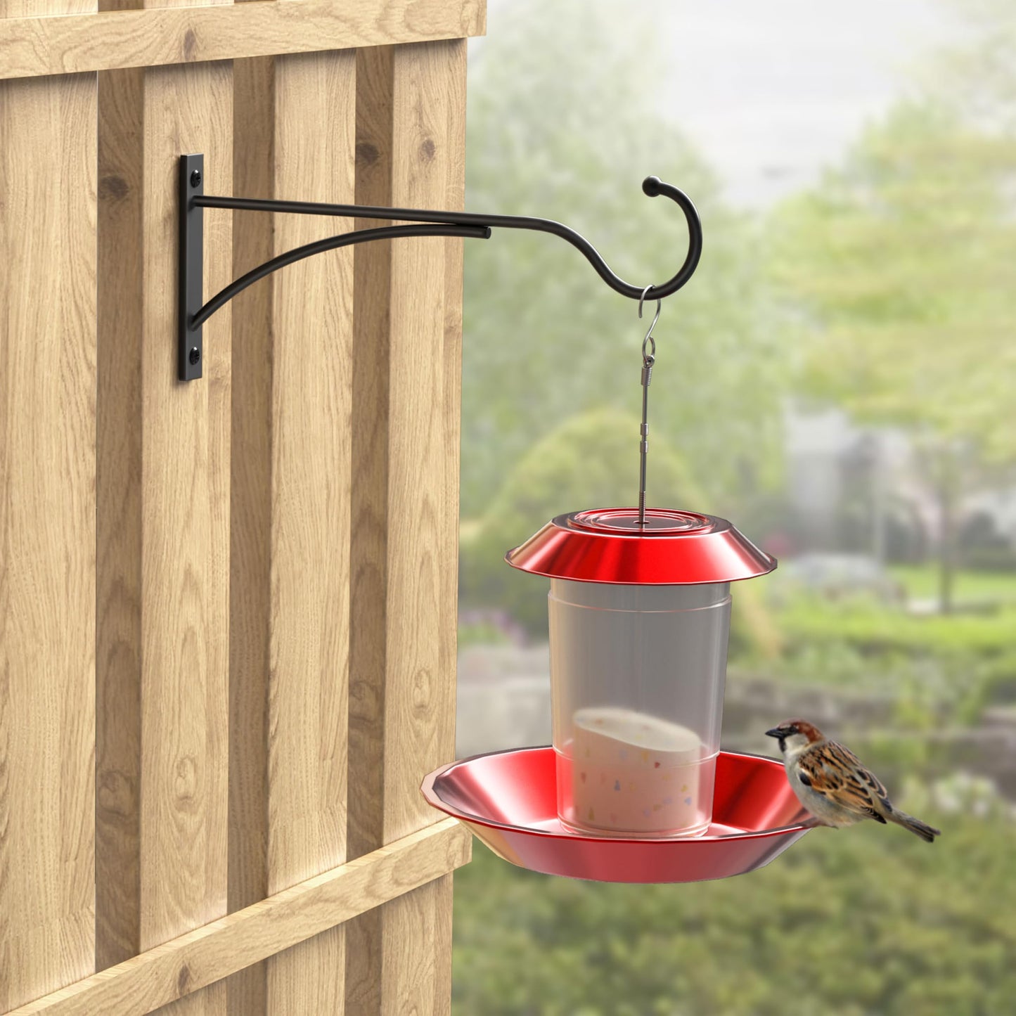 saffruff 11 Inch Heavy Duty Plant Hangers Outdoor, Metal Plant Brackets for Hanging Baskets, Plant Wall Hooks for Bird Feeders, Wind Chimes & Lanterns, Premium Metal Hooks Matte Black, 30lbs Capacity