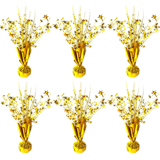 FUBININA 6 Pack Metallic Foil Spray Centerpiece Star Table Decoration Burst Table Centerpieces for Birthday New Years Nye Wedding Anniversary Graduation Holiday Party Supplies Decor, Gold