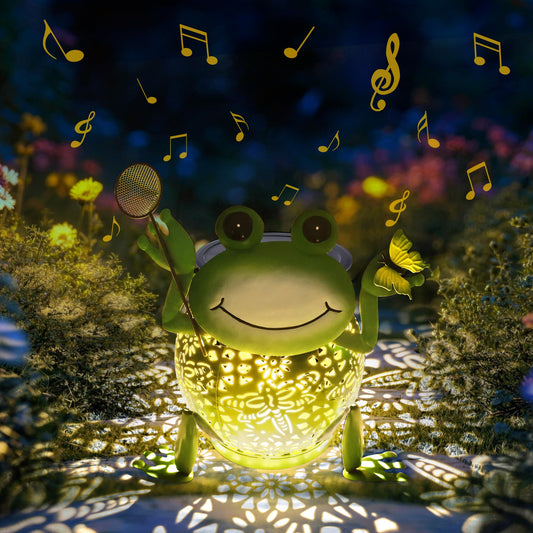 Solar Lantern Outdoor Lights, Cute Metal Solar Frog Lamp with Sound, Waterproof 2 Mode Hanging Solar Frog Lights for Yard Garden Patio Tree Pathway Lawn Outdoor Decorations