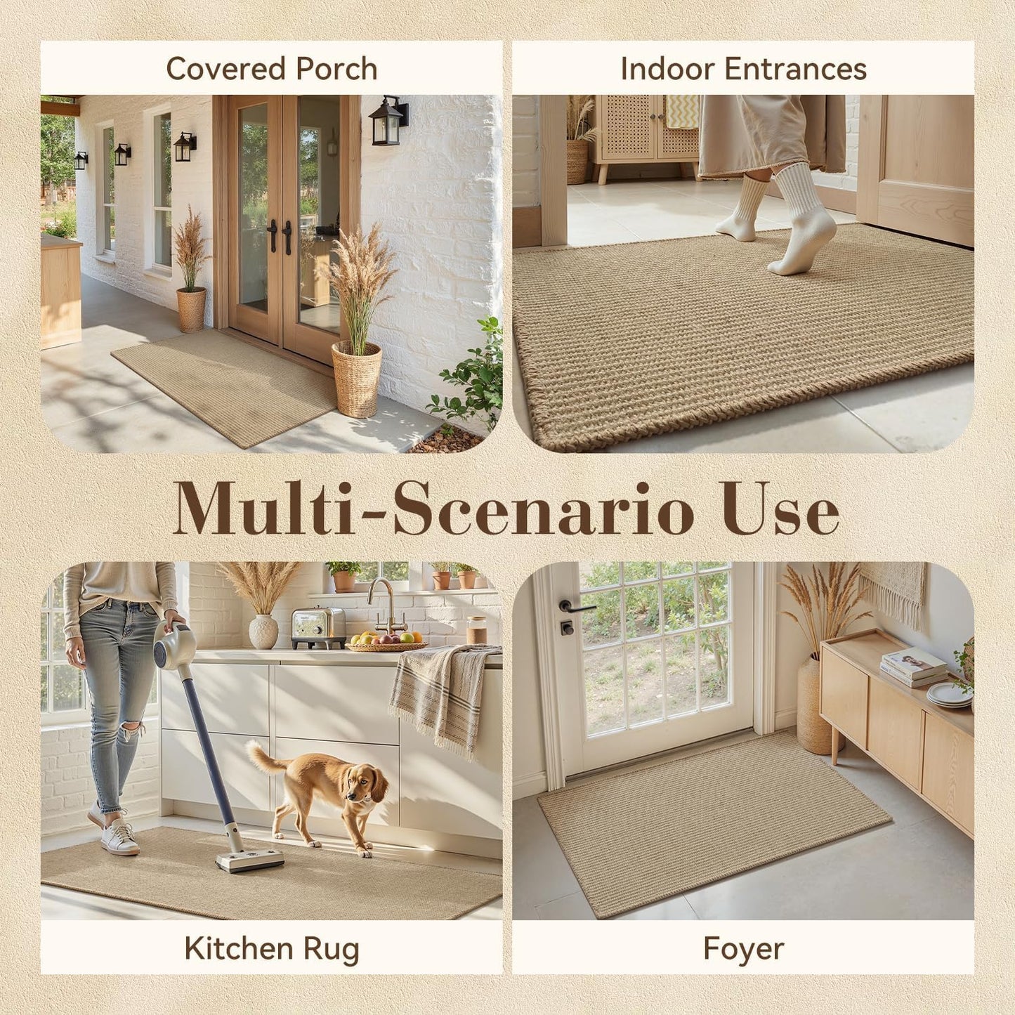 Jute Front Door Mat Indoor Entrance Indoor Door Mat Rugs for Entryway Entry Entrance Mats Inside Doormat Welcome Mats Boho 17"X30" Small