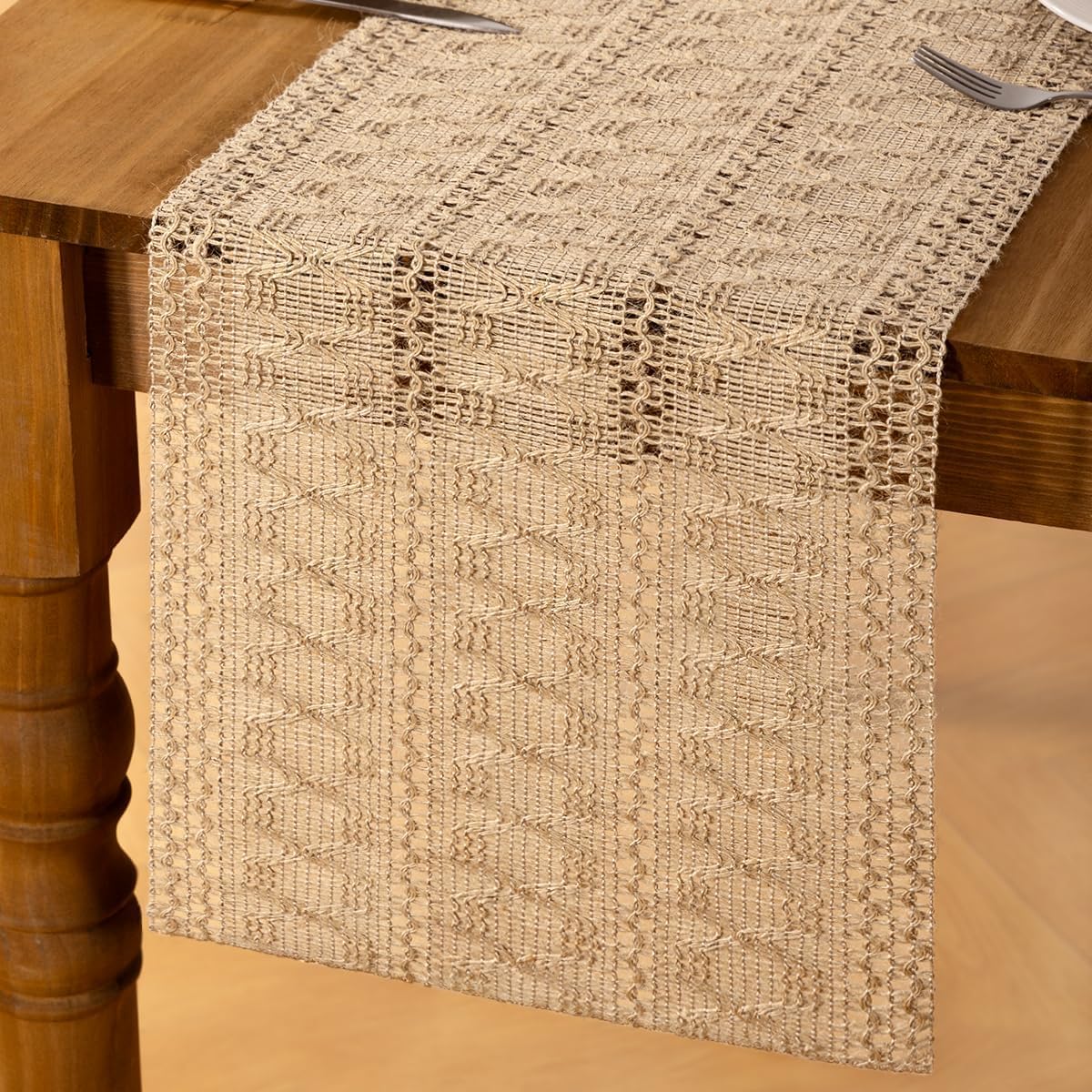 MLMC Burlap Boho Table Runner Farmhouse Burlap Jute Table Runner 36 inch Long Rustic Woven Table Centerpiece Decor for Dinning Kitchen Wedding Bridal Shower Eveyrday Use 12x36 Inch
