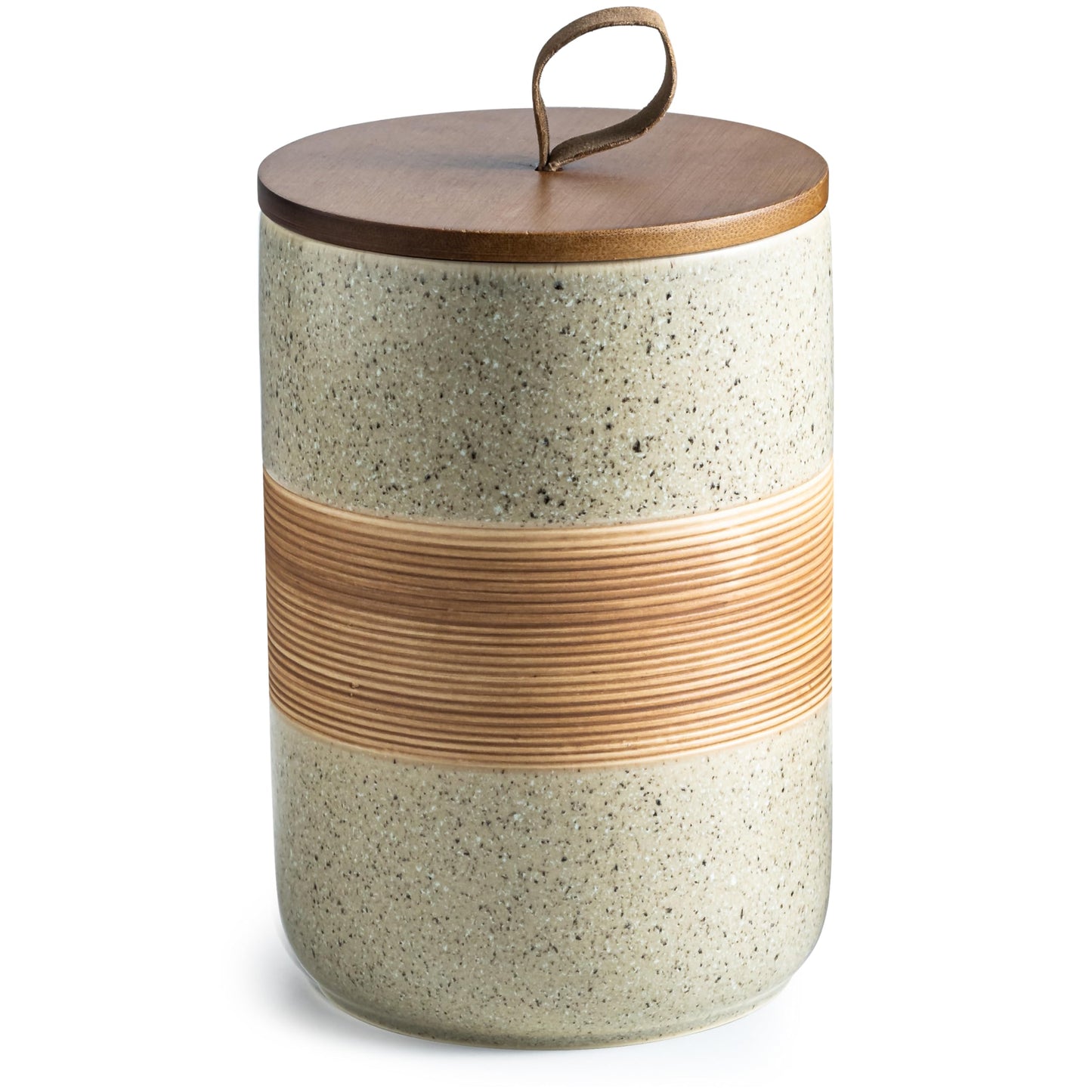 Miamolo Large Storage Containers with Lids, Ceramic Coffee Container Kitchen Food Storage Jars for Spice Sugar Tea Bag, Stackable Decorative Jars for Counter, 61 fl.oz