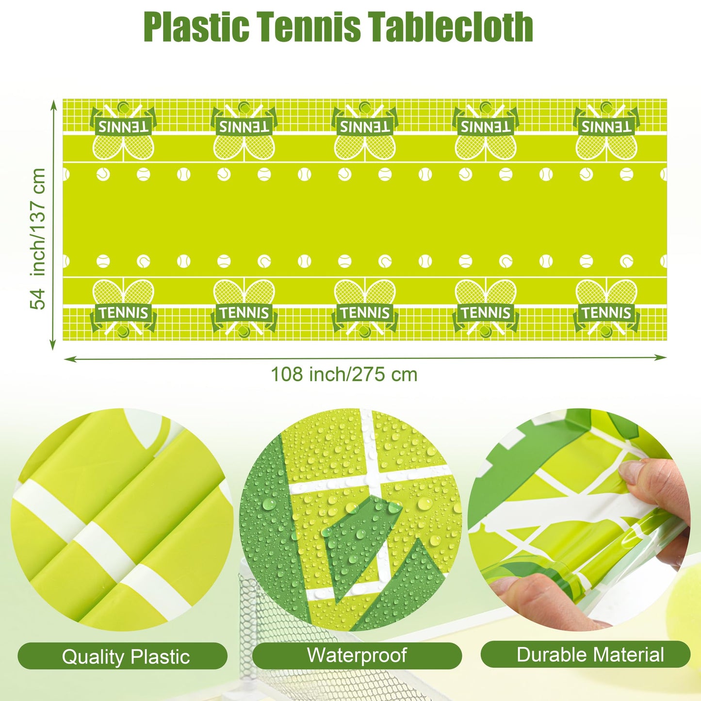 Kochorie 169 Pieces Tennis Party Supplies Disposable Tableware Set Includes Paper Plates Napkins Cups Plastic Tablecloth Knives Forks Spoons for Tennis Sports Theme Birthday Decor, Serve 24