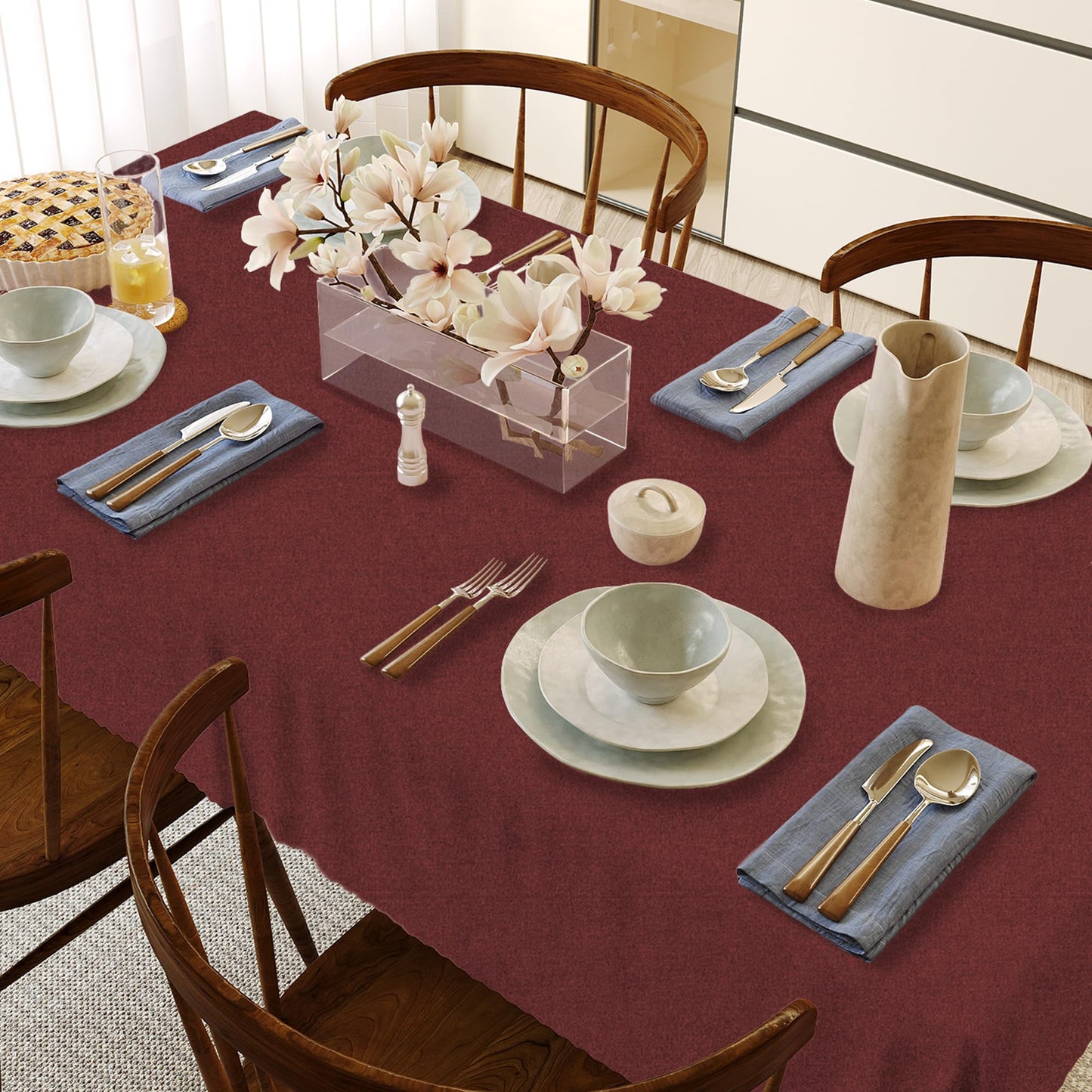 HX&OD Rectangular Tablecloth Cationic Fabric Waterproof Stain Resistant Wrinkle-Resistant for Home/Decoration/Party/Buffet/Wedding/Dining Room/Camping