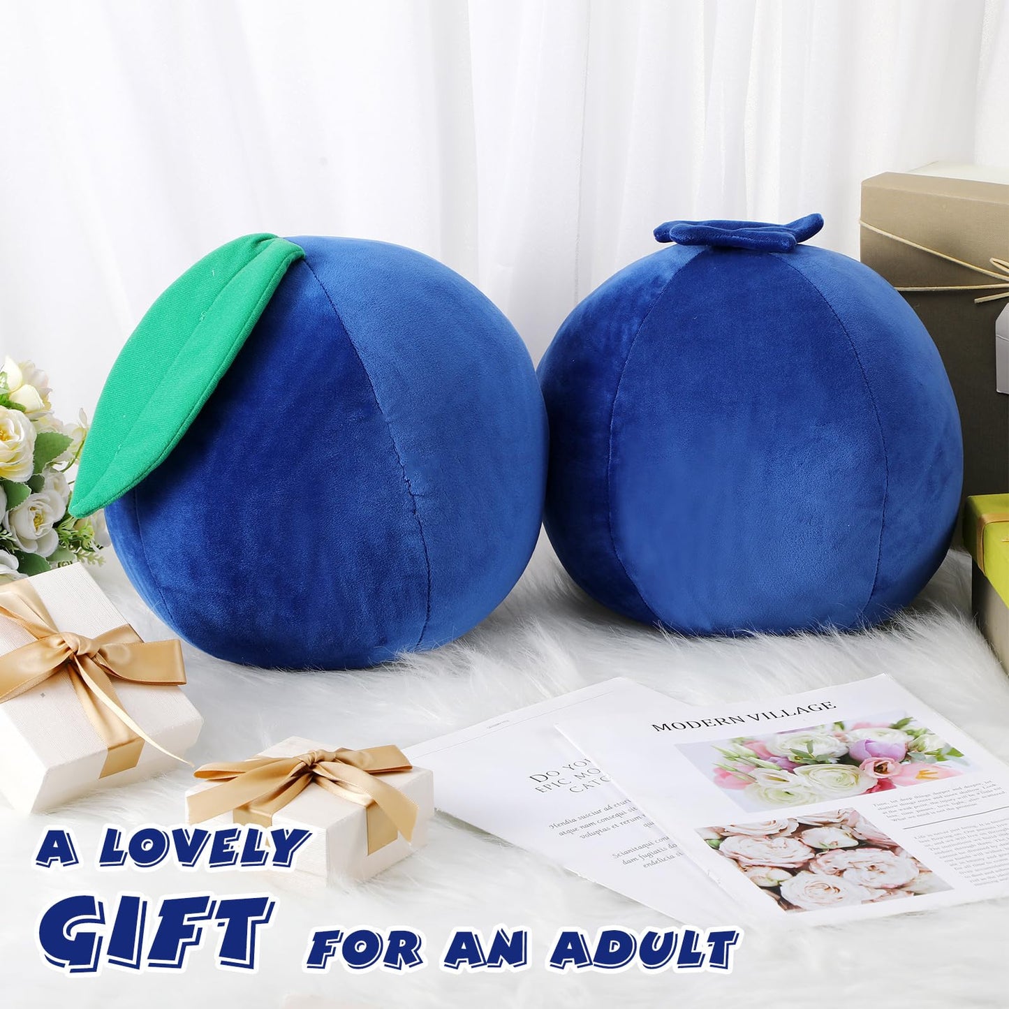 Beeveer 2 pcs Decorative Cute Fruit Plush Pillow Kawaii Hugging Plushies Gift Soft Novelty Pillow Toy Cherry Blueberry Olive Tomato Peach Shaped Cushion Seat Decor for Kids Girl Home