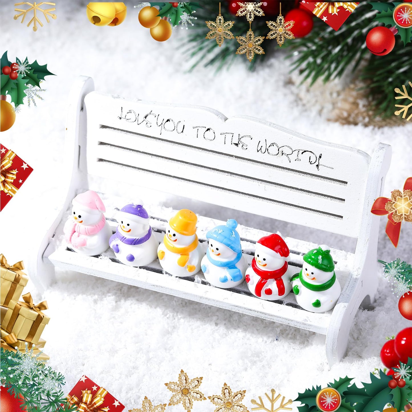 Guiqulai 72 Pcs Mini Resin Snowman Mini Snowman Figurines Miniature Figurines Suitable for DIY Cake Decoration Ornaments Crafts Moss Landscape