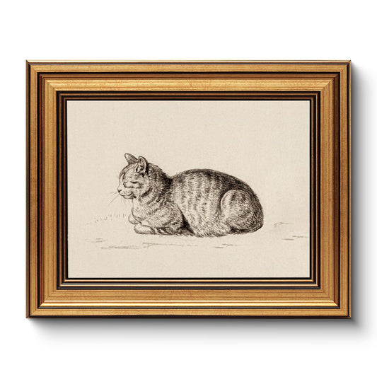 WHASAYART Gold Framed Vintage Wall Art for Living Room, Pets Painting Prints Shelf Decor for Kitchen, Sketch Bedroom Wall Art, Best Gifts for Friends or Family - Sleeping Cat 10L x 8W