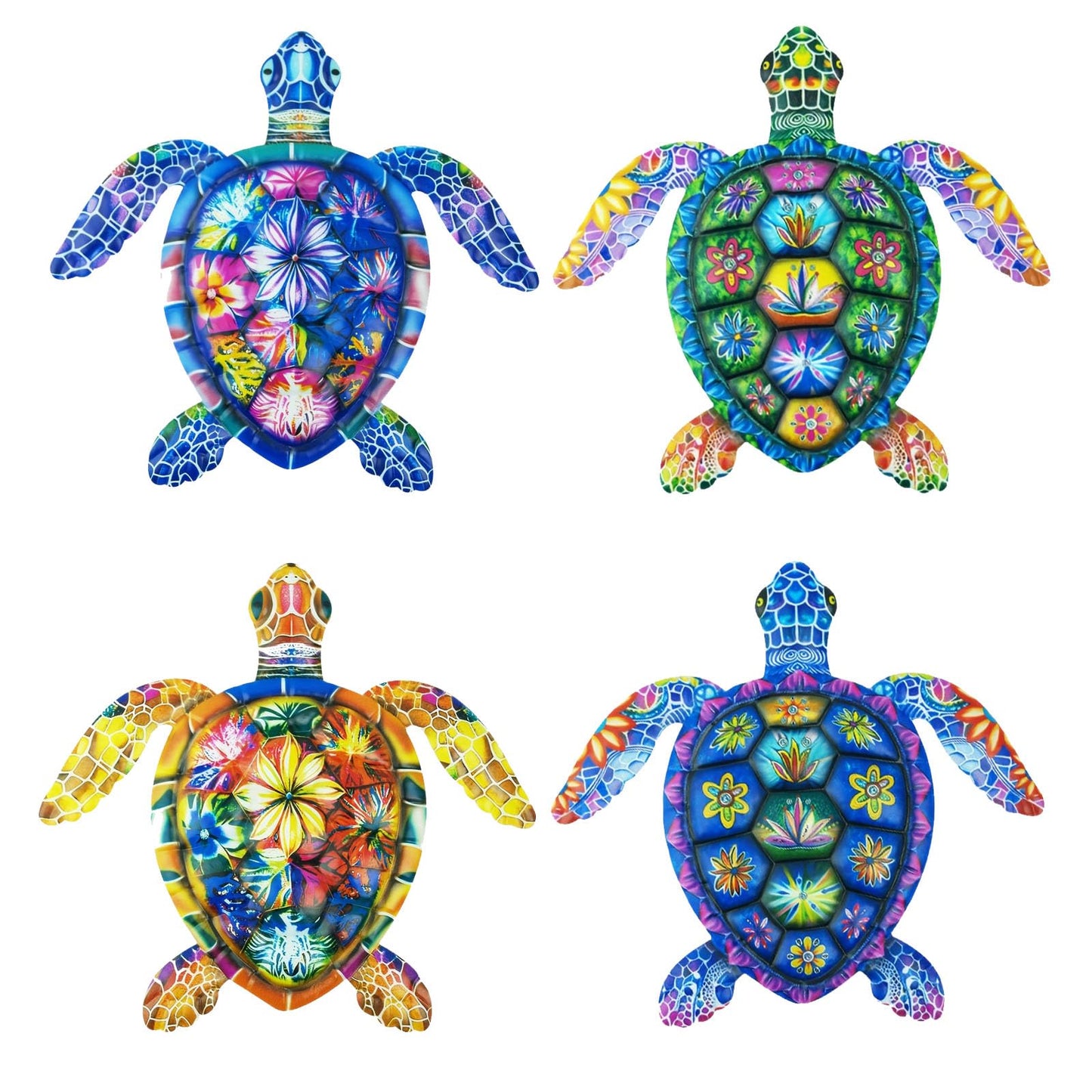 Cruis Cuka Metal Wall Art Cute Turtle 2.5 D Wall Sculpture Garden Decor for Outside Fence Decorations Lawn Ornaments Patio Backyard Decor - Set of 4