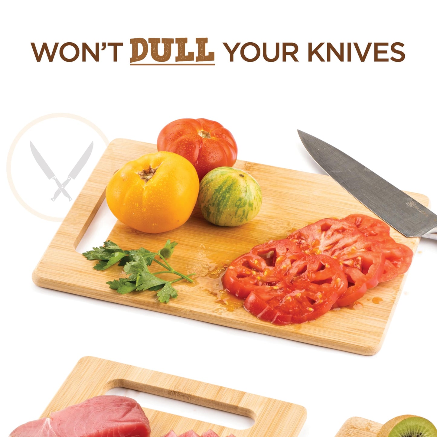 Bamboo Cutting Board, Wooden Kitchen Chopping Board for Food Prep, Chopping, Carving Meat, Fruits Vegetables, 12.5" x 9"
