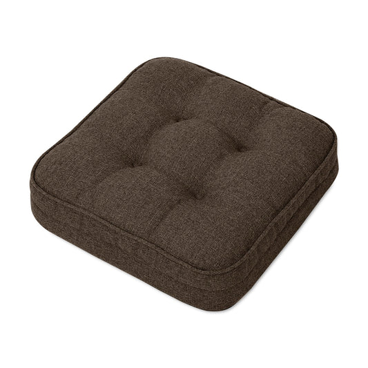 GOFORIT Chair Cushions,Tufted Shredded Memory Foam Chair Pads, Non-Slip Seat Cushions with Removable Cover,16'' x 16'', Brown