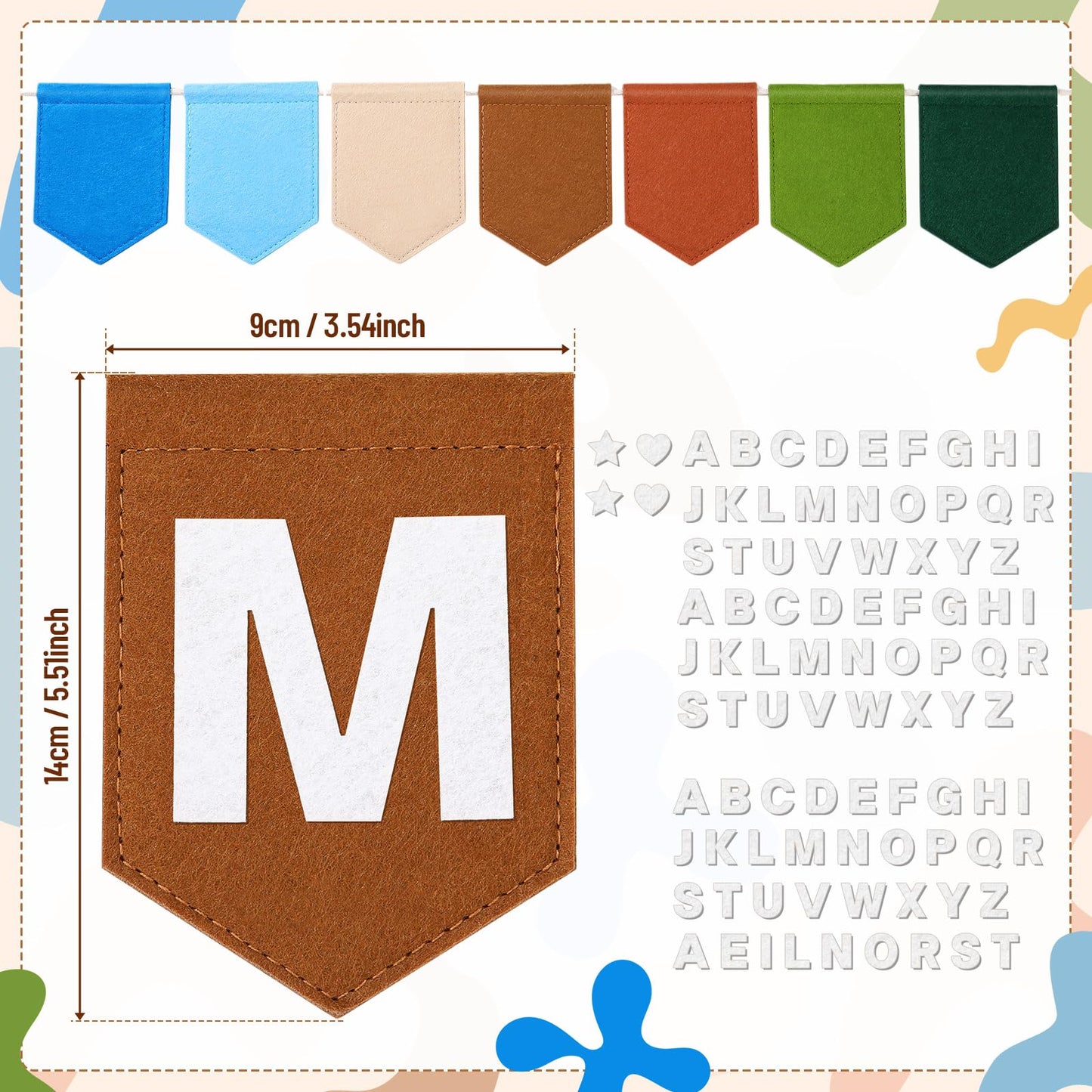 Newwiee Personalized Baby Name Banner Custom Letters Banner Name Felt Bunting DIY Felt Letters Banners for Nursery, Playroom, Occasion, Charming Wall Decoration for Baby Shower