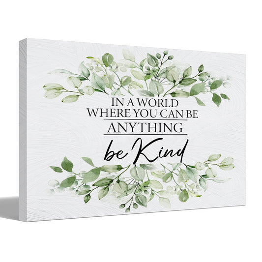 BIWSHA Sage Green Be Kind Decor, Be Kind Sign Green Wall Decor, Canvas Wall Art For Bedroom, Sage Green Bathroom Accessories, Inspirational Wall Art For Office Living Room Kitchen Bedroom, 11X14 In