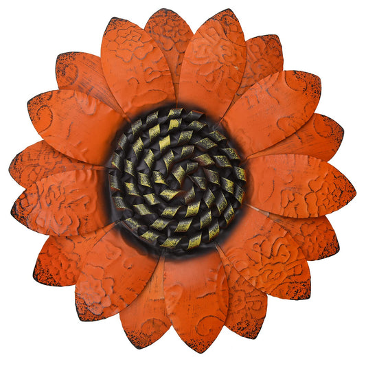 EASICUTI Orange Sunflower Metal Flowers Wall Decor Metal Wall Art Decorations Hanging For Indoor Outdoor Home Bathroom Kitchen Room Bedroom Living Room Garden Patio Porch 13 Inch