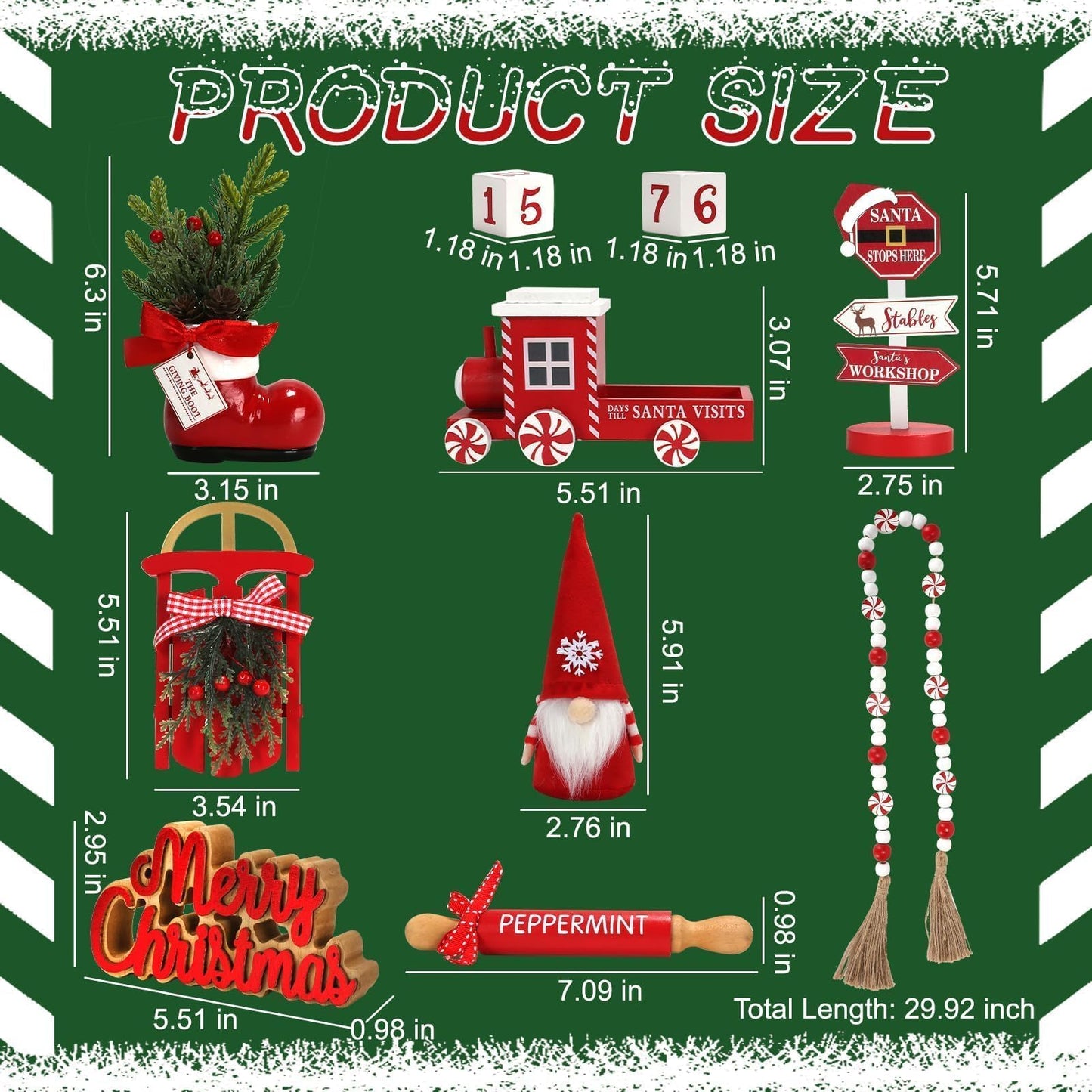 Christmas Decorations 8 PCS Tiered Tray Decor Set, Cute Tabletop Christmas Decor for Home Office Shelf Mantel Coffee Bar Xmas Table Centerpieces Tray Objects Holiday Decoration Set