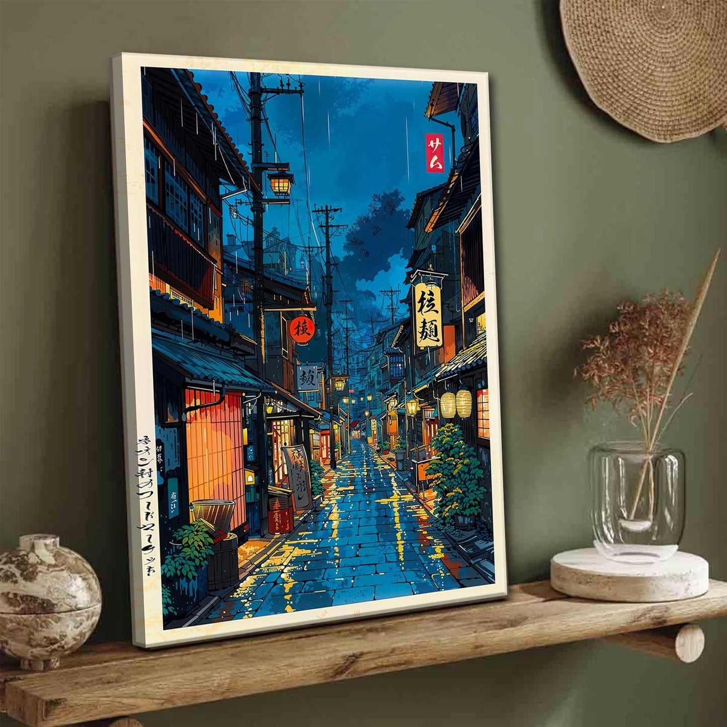 Tokyo Tea House Canvas Wall Art Japanese City Street Coffee Decor painting Pictures Ukiyo-e Illustration Anime Posters Prints for living room Bathroom Bedroom Office Hallway Home Decoration