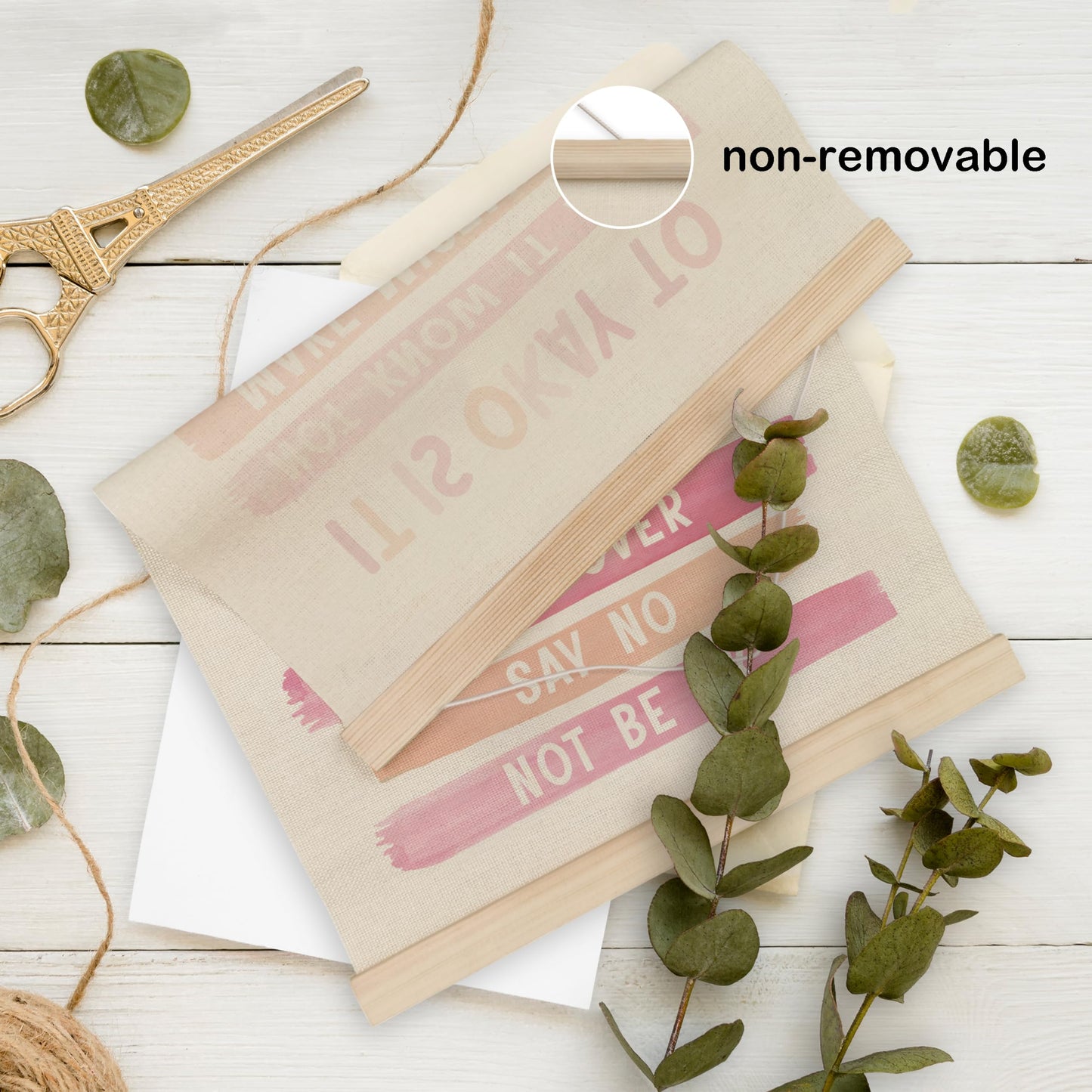 HRQKO It is Okay Pink Boho Poster Hanger Frame, Pink wall decor, Inspirational Posters Wall Art with Wooden Frames, Mental Health Wall Hanging Banner for Therapy Office Girls Room Nursery, 12x16 Inch