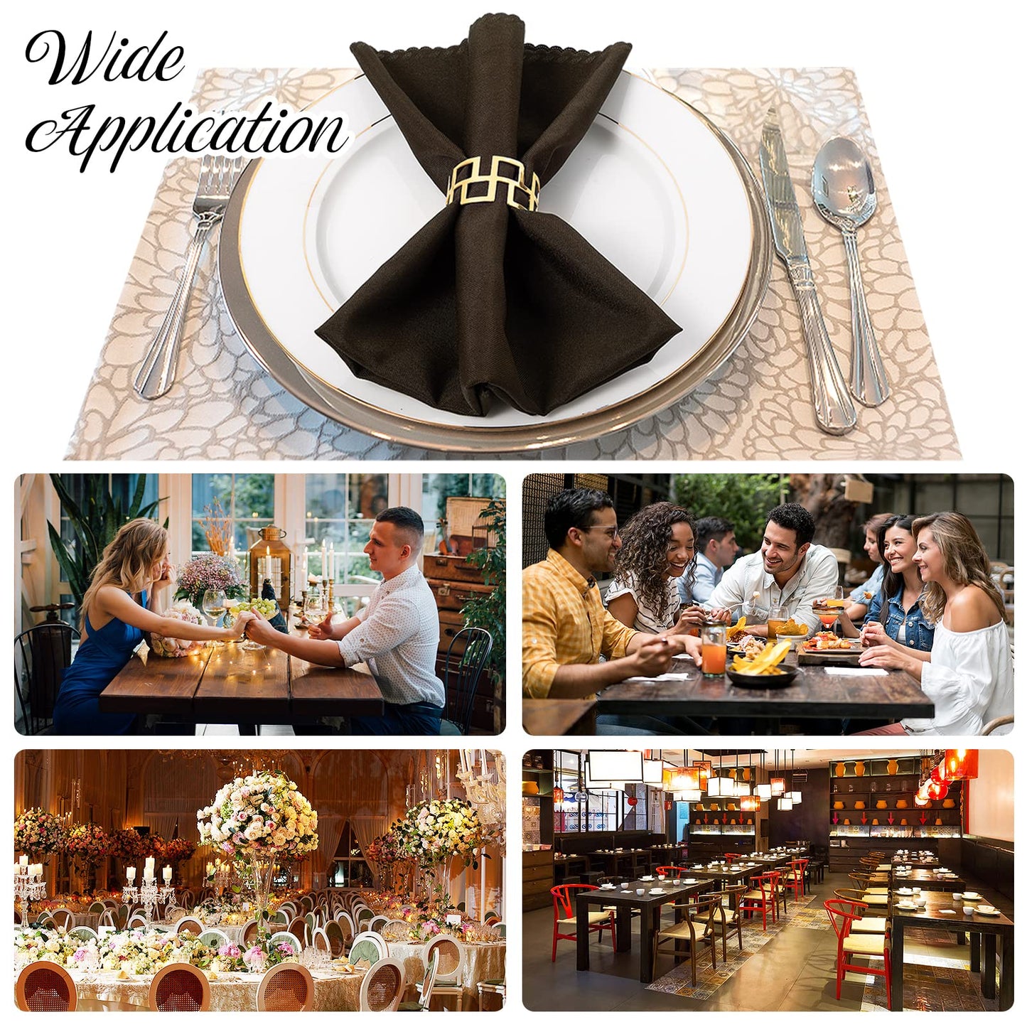 Napkin Rings- Gold Napkin Holder, Round Metal Napkin Buckle for Holiday Party Dinner Wedding Dining Table Decoration (Set of 8)