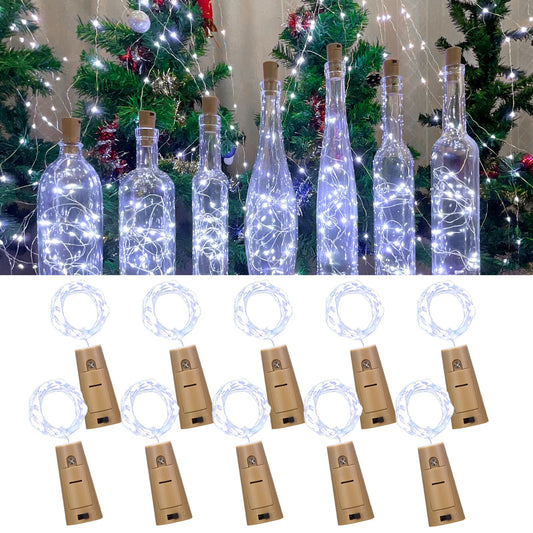 Etinga Wine Bottle Lights with Cork, 20 LEDs 6.6 Feet Silver Wire Cork Bottle Lights,Fairy Mini String Lights,for DIY Jar Halloween,Christmas,Party,Decor,Wedding Listing (10 Pack, Cool White)