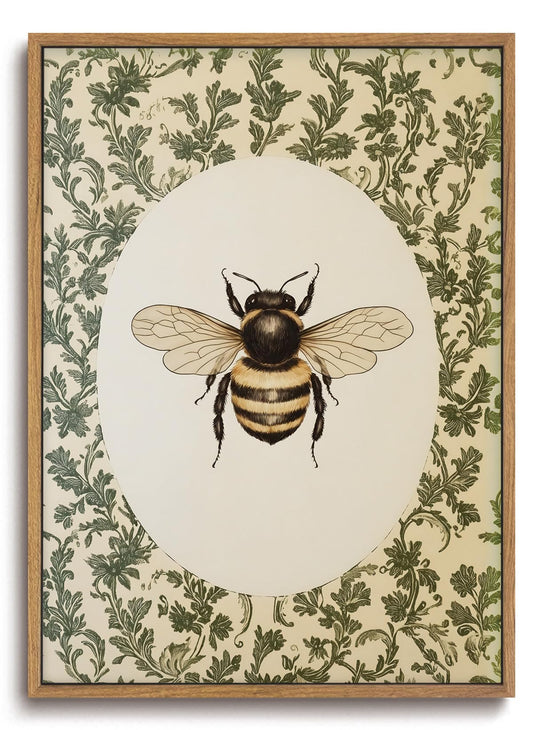 ZZLWBKGL Vintage Framed Wall Art Bee Canvas Wall Art Cottagecore Wall Decor Botanical Insect Pictures Rustic Garden Art Prints for Bedroom Living Room Study