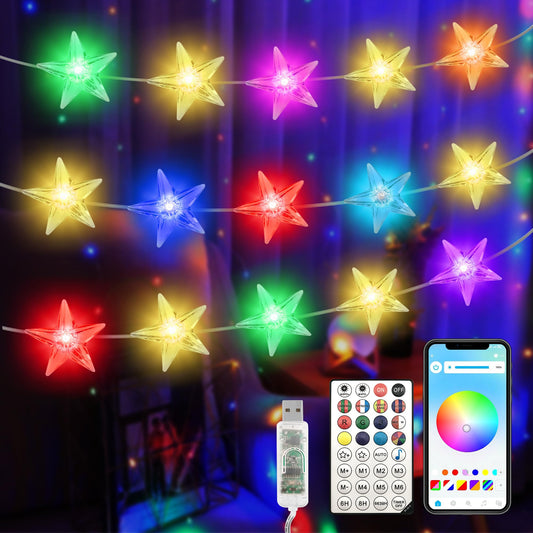 LiuZpatial Smart Star Lights for Bedroom Indoor, 33 FT 80 LED USB Star Ttring Lights, App & Remote Control, Timer Music Sync