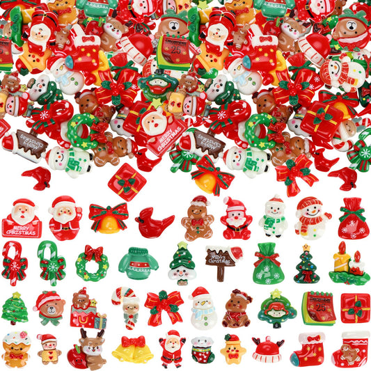Giegxin 40 Pcs Christmas Resin Charm Kawaii Red Cardinal Candy Canes Santa Claus Flat Back Cabochon Accessories Cute Embellishments Bulk for Christmas Decor Jewelry Cellphone Case Scrapbooking DIY