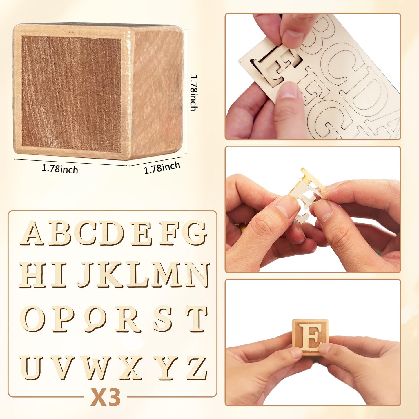 Custom Wooden Name Sign – 8-Letter Baby Blocks with 78 Wooden Alphabet Letters, Personalized Nursery Décor for Montessori, Baby Shower & Nursery Name Signs