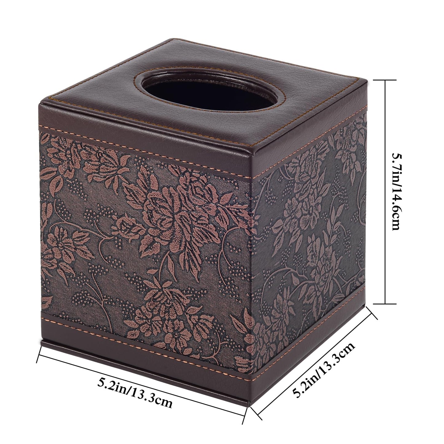 Tissue Box Cover Square,Modern Leather Tissue Box Holder for Napkin Facial Paper Organizer Bottom with Magnet Reinforcement for Home/Hotel/Restaurant/Office/car/Living Room(Retro)