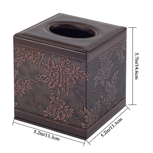 Tissue Box Cover Square,Modern Leather Tissue Box Holder for Napkin Facial Paper Organizer Bottom with Magnet Reinforcement for Home/Hotel/Restaurant/Office/car/Living Room(Retro)